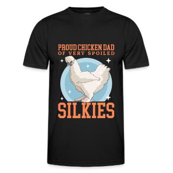 Silk Chicken Dad Silkie Chicken Silk Chickens Gift - Men's Functional T-Shirt - black - Front - AI Model Male 178 dark (178cm)