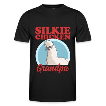 Silk Chicken Grandpa Silk Chicken Silkie Chicken Gift - Men's Functional T-Shirt - black - Front - AI Model Male 178 dark (178cm)
