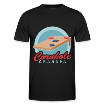 Grand-père joueur de Cornhole | Blind Hole Bean Bag Cadeau - T-shirt sport Homme - noir - Devant - AI Model Male 178 dark (178cm)