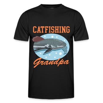 Pêcheur Grand-père Poisson-chat Pêche Poisson Cadeau - T-shirt sport Homme - noir - Devant - AI Model Male 178 dark (178cm)