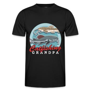 Pêcheur Grand-père Poisson-chat Pêche Poisson Pêche Cadeau - T-shirt sport Homme - noir - Devant - AI Model Male 178 dark (178cm)