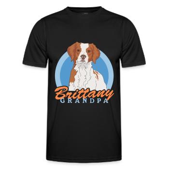 Bretagne Grand-père Épagneul Breton Chien d’arrêt Cadeau - T-shirt sport Homme - noir - Devant - AI Model Male 178 dark (178cm)