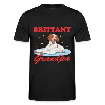 Brittany Grandpa Spaniel Breton Dog Gift - Men's Functional T-Shirt - black - Front - AI Model Male 178 dark (178cm)