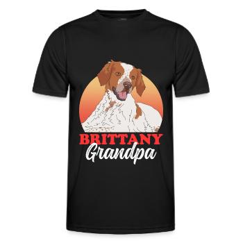 Brittany Grandpa Spaniel Breton Dogs Gift - Men's Functional T-Shirt - black - Front - AI Model Male 178 dark (178cm)