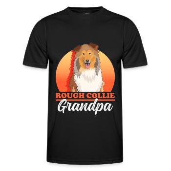 Collie Grandpa Collie à poil long Collie Collies Rough Collies Cadeau - T-shirt sport Homme - noir - Devant - AI Model Male 178 dark (178cm)