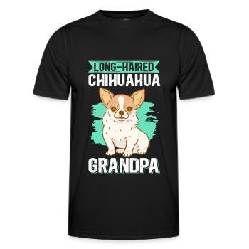 Langhaariger Chihuahua Opa Hundebesitzer Geschenk - Männer Funktions-T-Shirt - Schwarz - Vorne - AI Model Male 178 dark (178cm)
