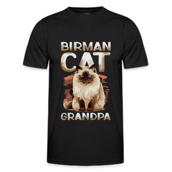Chats de Birmanie grand-père Birman chat Birman cadeau - T-shirt sport Homme - noir - Devant - AI Model Male 178 dark (178cm)