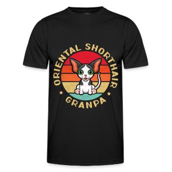 Oriental Shorthair Grandpa OKH Cat Gift - Men's Functional T-Shirt - black - Front - AI Model Male 178 dark (178cm)