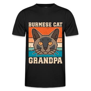 Burmese Opa Burma Katze Burma-Katzen Geschenk - Männer Funktions-T-Shirt - Schwarz - Vorne - AI Model Male 178 dark (178cm)
