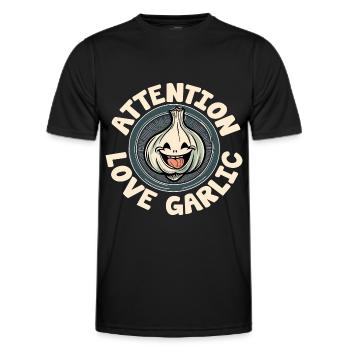 Attention cher ail rieur bulbe d’ail - T-shirt sport Homme - noir - Devant - AI Model Male 178 dark (178cm)