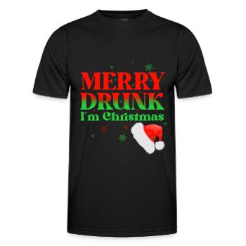 Merry Drunk I´m Christmas Funny drinking or - Men's Functional T-Shirt - black - Front - AI Model Male 178 dark (178cm)