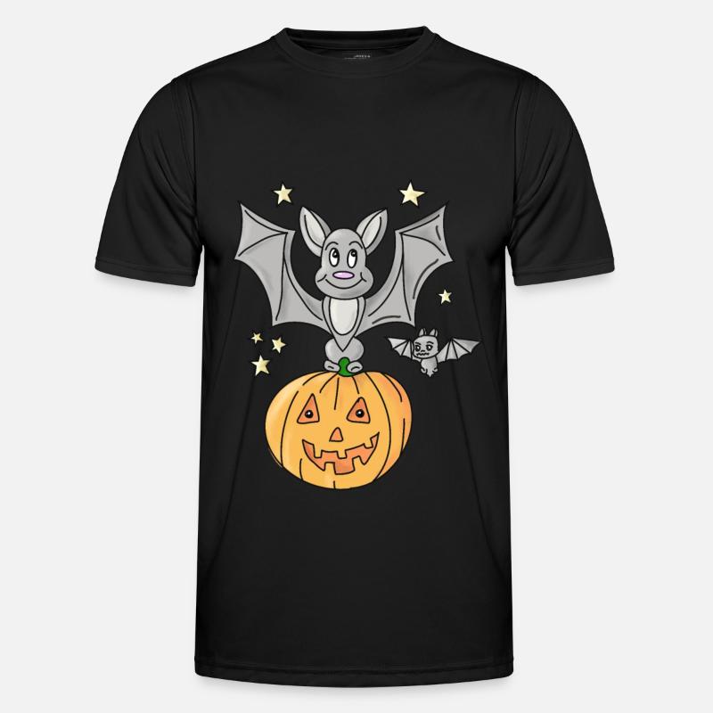 Halloween Bat Sitting On A Pumpkin Men's Functional T-Shirt