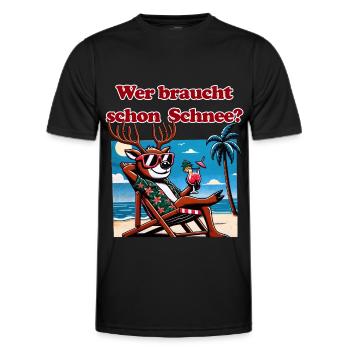 lustiges Anti Weihnachten Rentier im Urlaub - Männer Funktions-T-Shirt - Schwarz - Vorne - AI Model Male 178 dark (178cm)