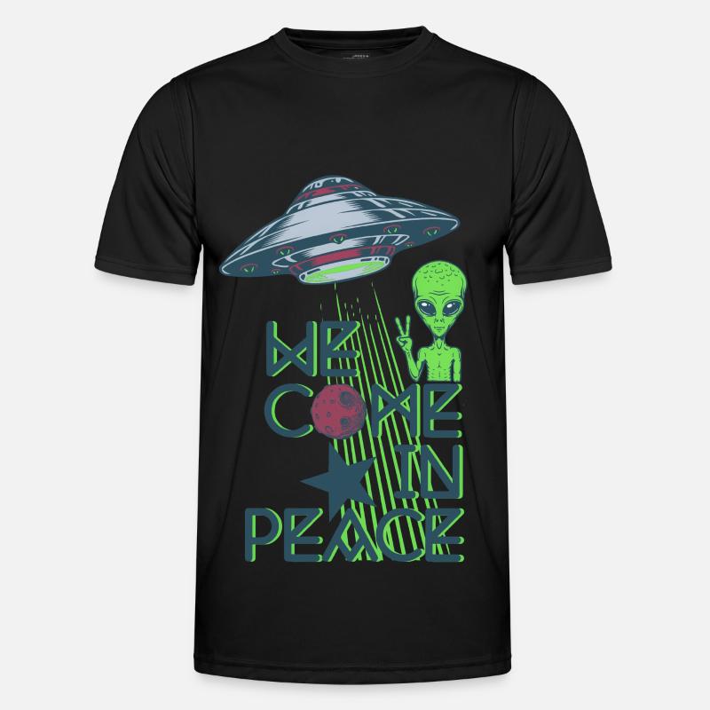 We Come in Peace - Männer Funktions-T-Shirt - Schwarz