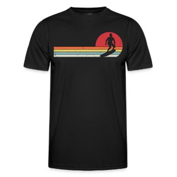 Retro Surf Surfen Surfer - Men's Functional T-Shirt - black - Front - AI Model Male 178 dark (178cm)