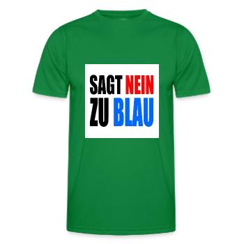says no to blue - Men's Functional T-Shirt - kelly green - Front - AI Model Male 178 dark (178cm)