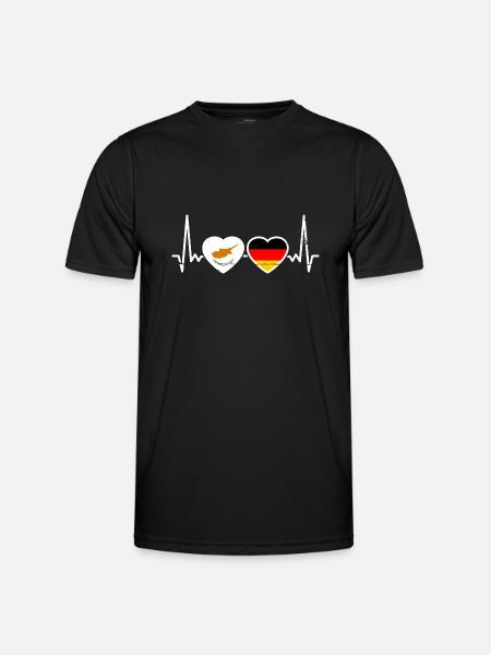 Zypern Deutschland Herzschlag Flagge - Männer Funktions-T-Shirt - Schwarz