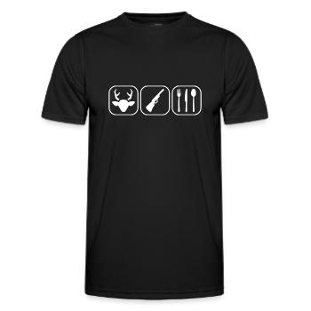 Jagd Icons Hirsch Gewehr Besteck Jagdsport Fan - Männer Funktions-T-Shirt - Schwarz - Vorne - AI Model Male 178 dark (178cm)