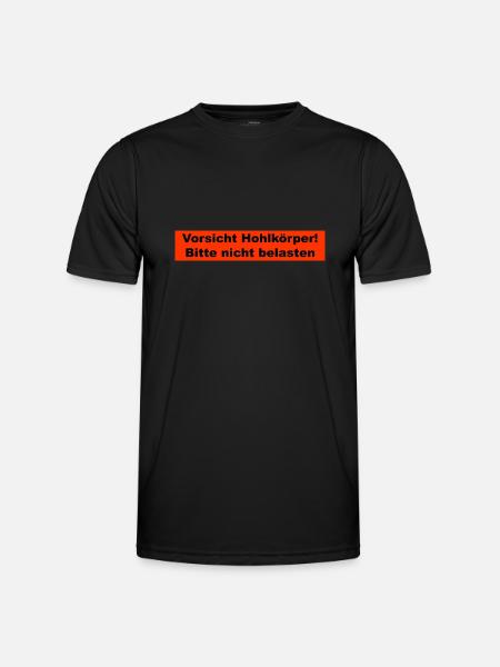 Vorsicht Hohlkörper - Männer Funktions-T-Shirt - Schwarz