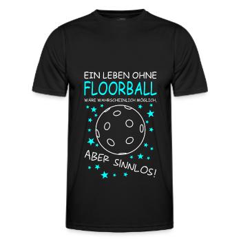 Leben ohne Floorball - sinnlos - Männer Funktions-T-Shirt - Schwarz - Vorne - AI Model Male 178 dark (178cm)