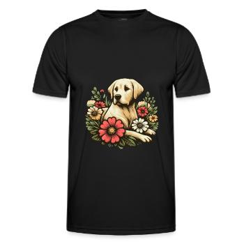 Blonde Labrador Retriever Cottage Core fleurs - T-shirt sport Homme - noir - Devant - AI Model Male 178 dark (178cm)