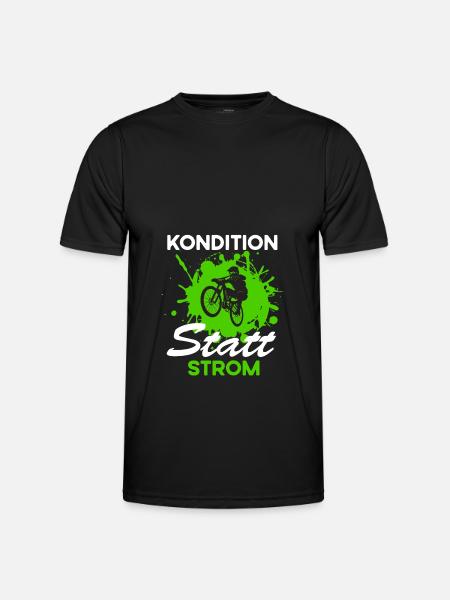 Fahrrad Kondition statt Strom - Männer Funktions-T-Shirt - Schwarz