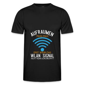 Aufräumen muss man erst wenn das WLAN Signal nicht - Männer Funktions-T-Shirt - Schwarz - Vorne - AI Model Male 178 dark (178cm)