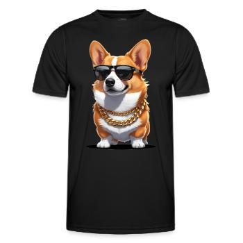 Cool corgi with sunglasses - Men's Functional T-Shirt - black - Front - AI Model Male 178 dark (178cm)