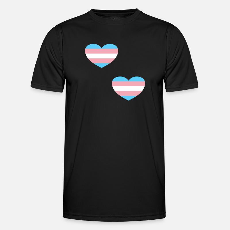 Trans Flagge Herzen - Männer Funktions-T-Shirt - Schwarz