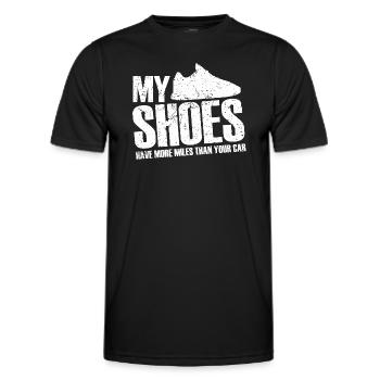 Meine Schuhe haben mehr Kilometer als Ihr Auto | Für Runne - Männer Funktions-T-Shirt - Schwarz - Vorne - AI Model Male 178 dark (178cm)