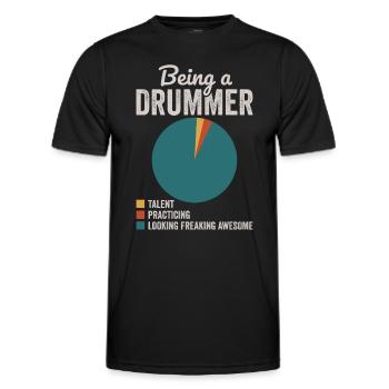 Als Schlagzeuger Perkussionsschlagzeuger Musiker - Männer Funktions-T-Shirt - Schwarz - Vorne - AI Model Male 178 dark (178cm)