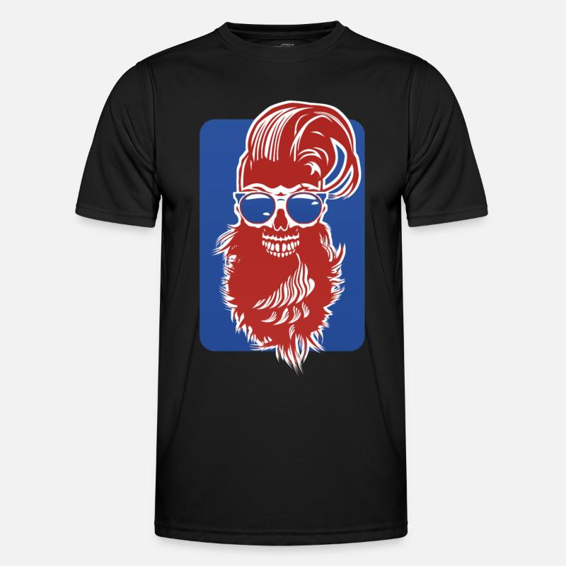 Kopf des Todes Hipster bärtiger Schädel Kran Design Fant Männer Funktions-T-Shirt