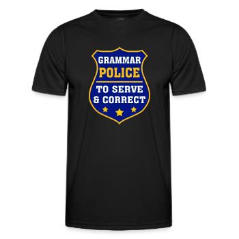 Grammar Police To Serve And Correct - Men's Functional T-Shirt - black - Front - AI Model Male 178 dark (178cm)
