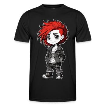 Niedliches Punk Girl mit roten Haaren - Männer Funktions-T-Shirt - Schwarz - Vorne - AI Model Male 178 dark (178cm)
