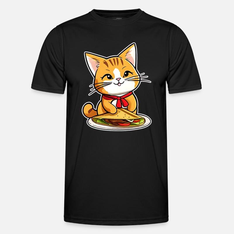 Cute cat with taco - Men's Functional T-Shirt - black