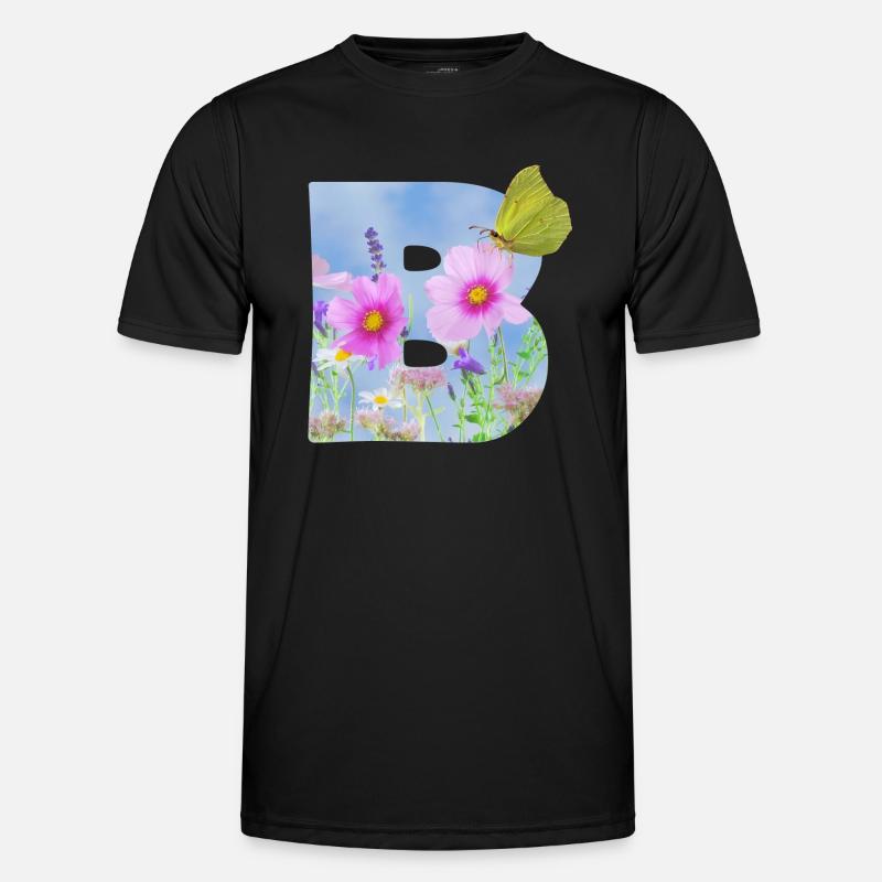 spring flowers butterfly b - Men's Functional T-Shirt - black