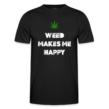 weed macht mich glücklich Cannabis Marihuana - Männer Funktions-T-Shirt - Schwarz - Vorne - AI Model Male 178 dark (178cm)