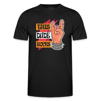 This Dude Rocks - Männer Funktions-T-Shirt - Schwarz - Vorne - AI Model Male 178 dark (178cm)