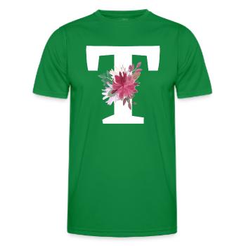 Lettre t floral - T-shirt sport Homme - vert - Devant - AI Model Male 178 dark (178cm)