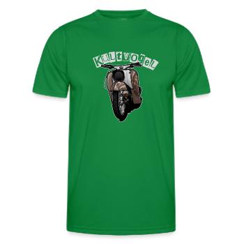 Schwalbe Tuning (yellow / rust) // Illustration - Men's Functional T-Shirt - kelly green - Front - AI Model Male 178 dark (178cm)