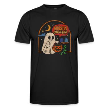 Halloween Salutations fantomatiques Fantôme effrayant - T-shirt sport Homme - noir - Devant - AI Model Male 178 dark (178cm)