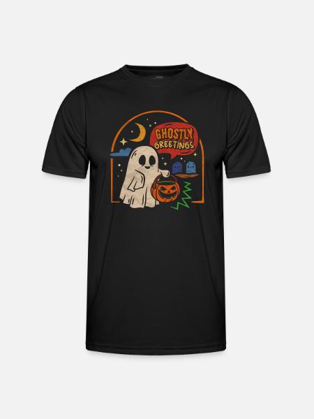 Halloween Salutations fantomatiques Fantôme effrayant - T-shirt sport Homme - noir