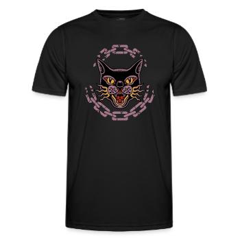 Style de tatouage de chat sauvage - T-shirt sport Homme - noir - Devant - AI Model Male 178 dark (178cm)