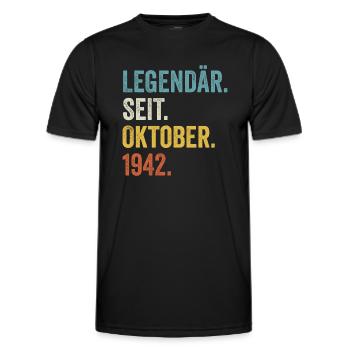 80 Jahre Legendär Seit Oktober 1942 80. Geburtstag - Männer Funktions-T-Shirt - Schwarz - Vorne - AI Model Male 178 dark (178cm)