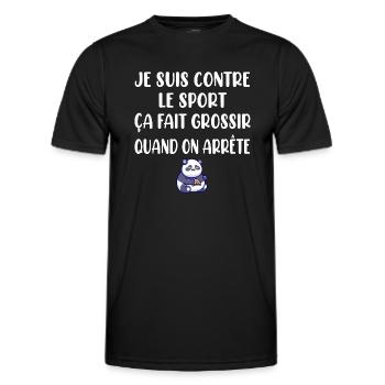 Je suis contre le sport ça fait grossir t-shirt - T-shirt sport Homme - noir - Devant - AI Model Male 178 dark (178cm)
