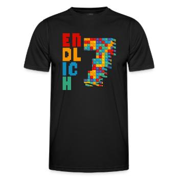 Finally 7 building blocks - Men's Functional T-Shirt - black - Front - AI Model Male 178 dark (178cm)