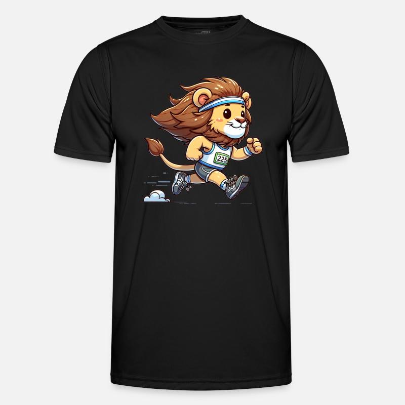 Cute Marathon Runner Lion Männer Funktions-T-Shirt