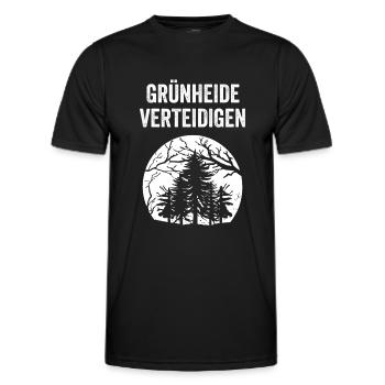 GRÜNHEIDE VERTEIDIGEN - Männer Funktions-T-Shirt - Schwarz - Vorne - AI Model Male 178 dark (178cm)