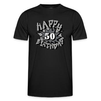 50.Geburtstag,50 Jahre,Airbrush, Happy Birthday(25 - Männer Funktions-T-Shirt - Schwarz - Vorne - AI Model Male 178 dark (178cm)
