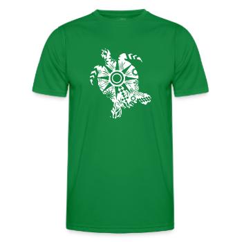 Maori Schildkröte honu Tattoo Stamme Formen weiß - Männer Funktions-T-Shirt - Kelly Green - Vorne - AI Model Male 178 dark (178cm)